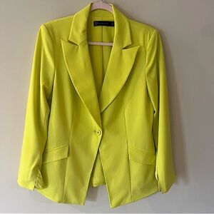 NEON YELLOW NEW YORK AND COMPANY BLAZER SUIT JACKET SIZE MEDIUM MATCHING SET
